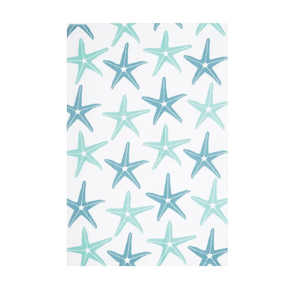 Printed Starfish Kitchen Towel For Beach House Kitchen, Coastal Home Accents