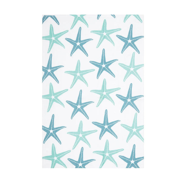 Printed Starfish Kitchen Towel For Beach House Kitchen, Coastal Home Accents