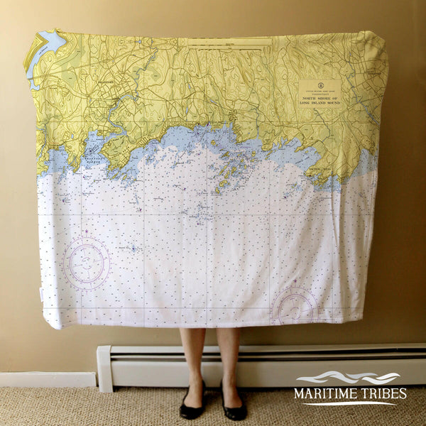 Nautical Chart Blankets, Connecticut Coastal Maps