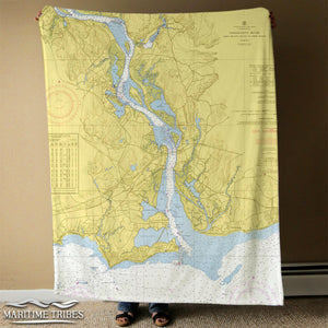 Nautical Chart Blankets, Connecticut Coastal Maps
