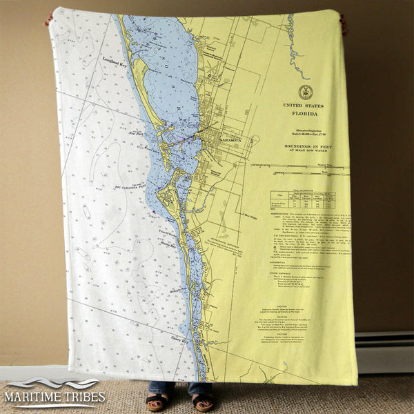 Nautical Chart Blankets, Florida Coastal Maps