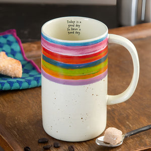 Today Is A Good Day Ceramic Latte Mug, Colorful Rainbow Coffee Cup