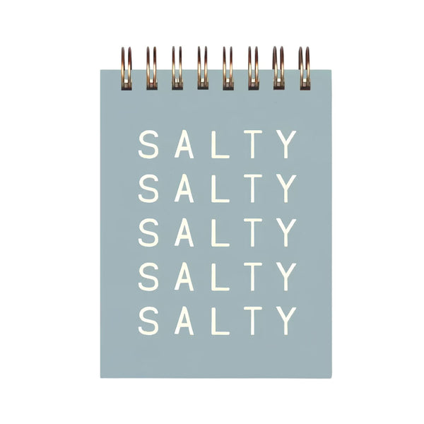 Salty Salty Mini Notebook With Coastal Blue Cover And Bronze Wire-O Binding, Coastal Gift Ideas