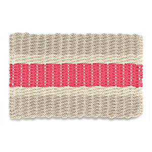 Sand, Light Tan and Nantucket Red Special Edition Wicked Good Lobster Rope™ Doormat. Handwoven Maine Doormat and Coastal Outdoor Welcome Mat