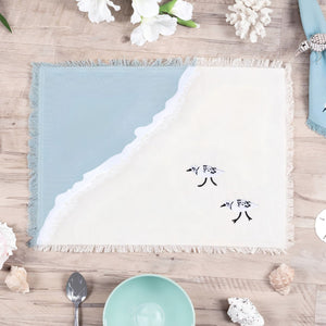 Sand And Sea Green Sandpiper Bird Sprint Placemat With Embroidered Shorebirds, Beach House Decor, Coastal Dining And Summer Tables