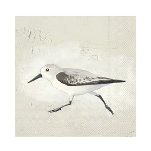 Sea Birds Paper Cocktail Napkins Pack of 20 with Shorebird Design, Coastal Disposable 3 Ply Beverage Napkins for Beach House Entertaining