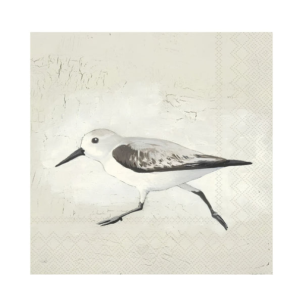Sea Birds Paper Cocktail Napkins Pack of 20 with Shorebird Design, Coastal Disposable 3 Ply Beverage Napkins for Beach House Entertaining