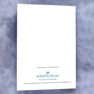 Sea Glass Starfish Card Back With Etched By The Sea Logo And Surf-Tumbled Beach Glass Design