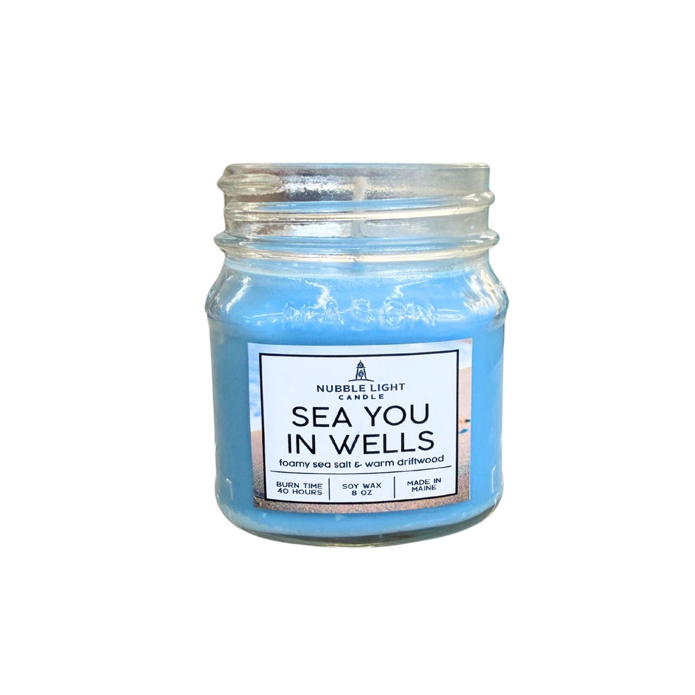Sea You in Wells Soy Candle, 8 Oz Glass Mason Jar, Coastal Candle, Beach Candle, New England Candle, Coastal Home Decor, Beach Lover Gift
