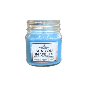 Sea You in Wells Soy Candle, 8 Oz Glass Mason Jar, Coastal Candle, Beach Candle, New England Candle, Coastal Home Decor, Beach Lover Gift