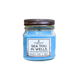 Sea You in Wells Soy Candle, 8 Oz Glass Mason Jar, Coastal Candle, Beach Candle, New England Candle, Coastal Home Decor, Beach Lover Gift