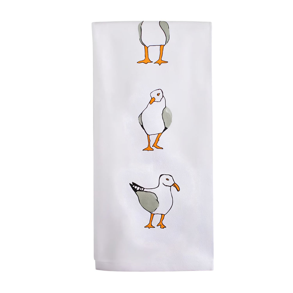 Seagulls Canvas Kitchen Tea Towel, Coastal Dish Towel, Beach House Kitchen Decor