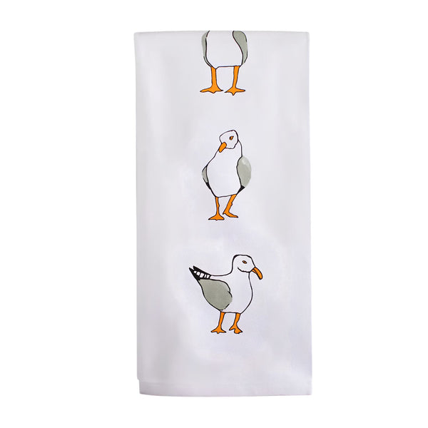 Seagulls Canvas Kitchen Tea Towel, Coastal Dish Towel, Beach House Kitchen Decor