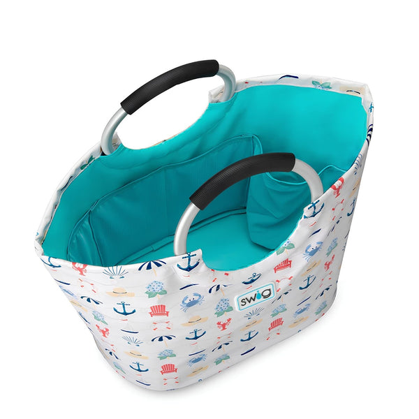 Shoreline Loopi Tote Bag Open Interior With Spacious Storage Mesh Bottle Pockets And Waterproof Food Safe Lining