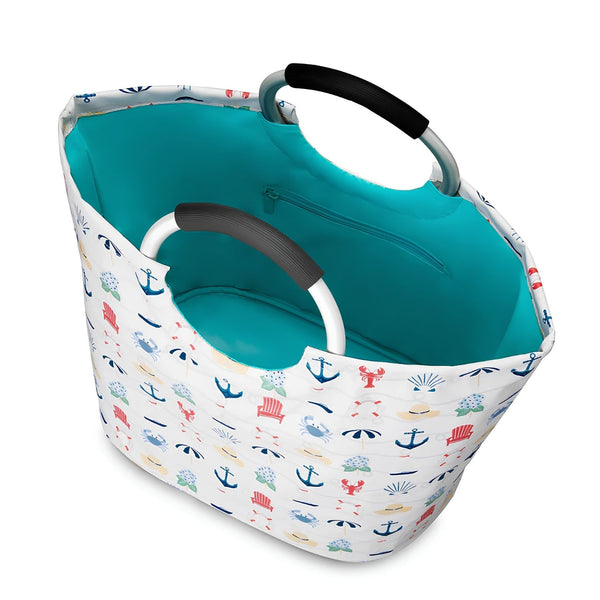 Shoreline Loopi Tote Bag Interior Featuring Food Safe Lining Zipper Pocket Mesh Storage Pockets And Loop Handles