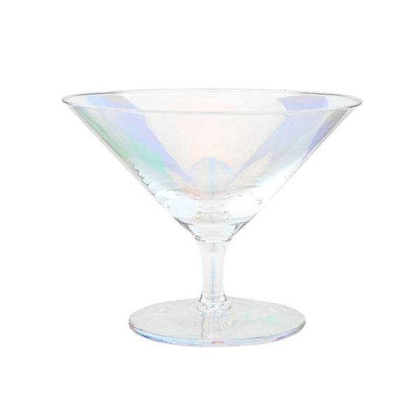 Clear Luster Short Stem Martini Glass, Iridescent Cocktail Glass, Barware, Cocktail Drinkware