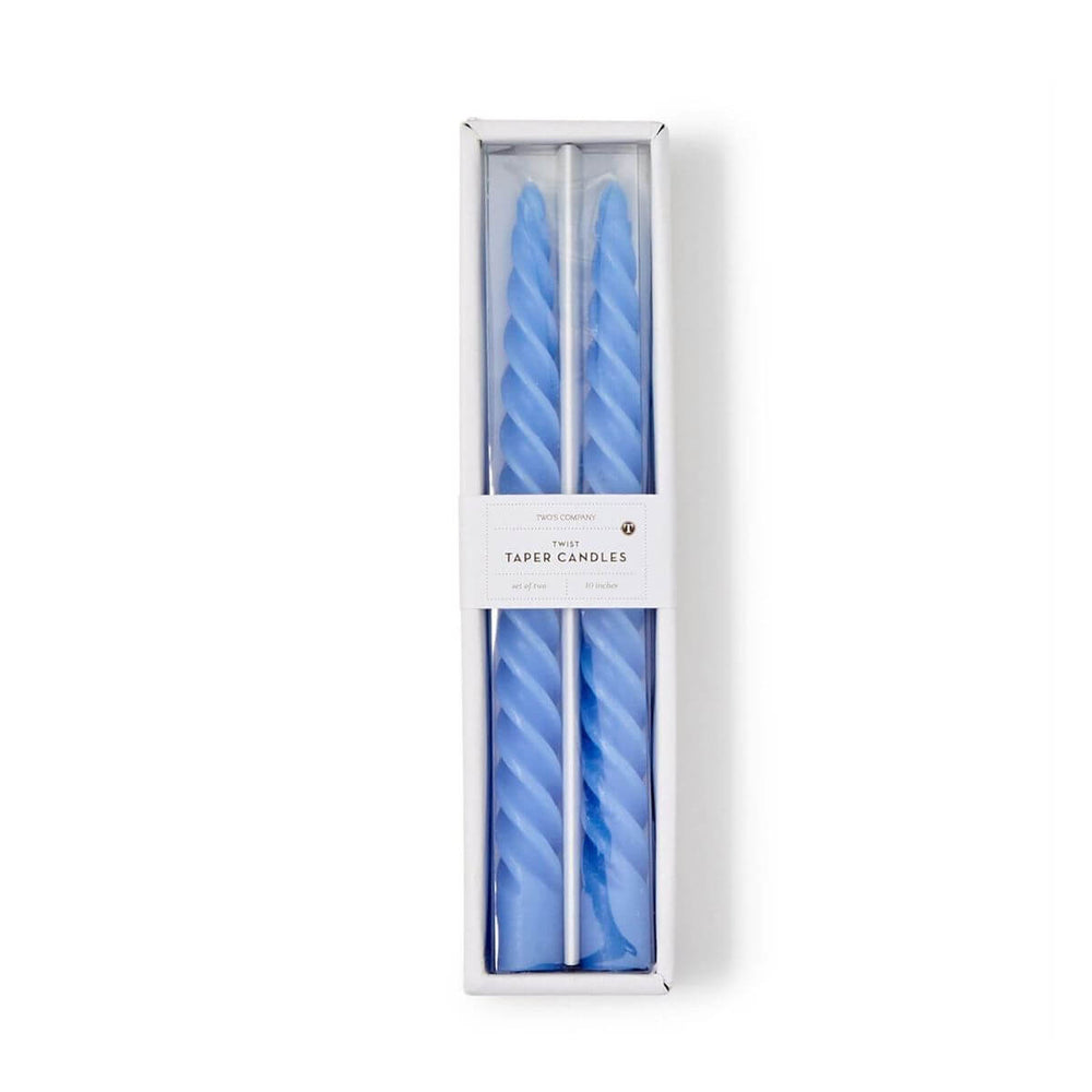 Set of two spiral twist taper candles in gift box