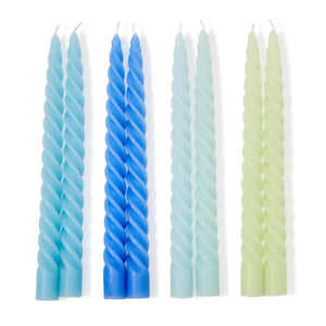 Set of two spiral twist taper candles in gift box