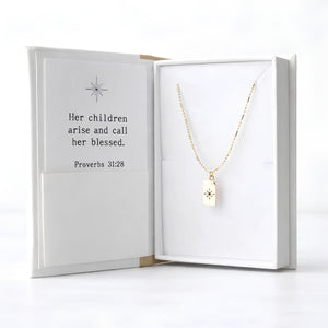 Dainty Gold Star Necklace With Book Page Charm And Detailed Star Pendant, Scripture Jewelry And Meaningful Gift For Women