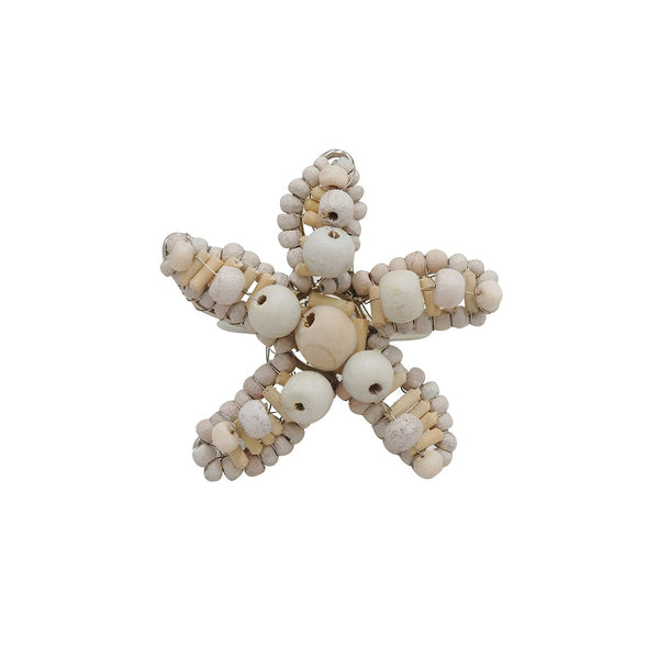 Starfish Napkin Ring Made With Natural Wood Beads And Twisted Metal Wire, Coastal Table Decor, Beach House Tables And Coastal Dining