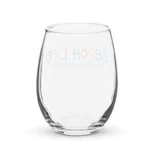 Beach Life Personalized Stemless Wine Glass, Latitude & Longitude Coordinates