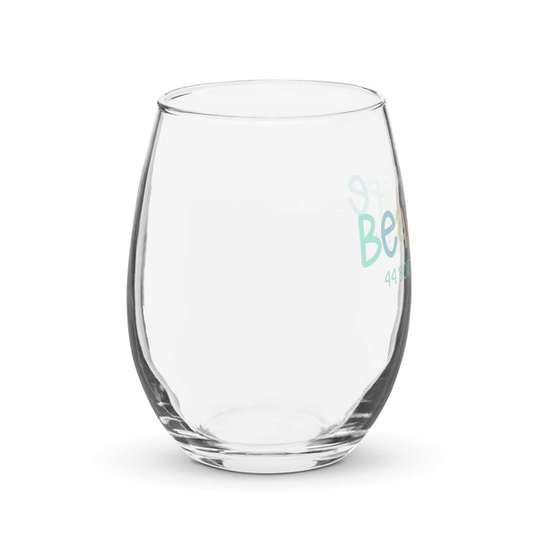 Beach Life Personalized Stemless Wine Glass, Latitude & Longitude Coordinates