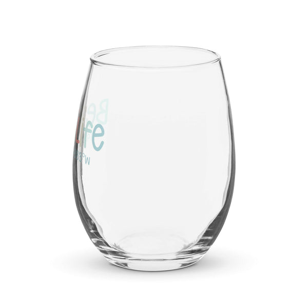 Beach Life Personalized Stemless Wine Glass, Latitude & Longitude Coordinates
