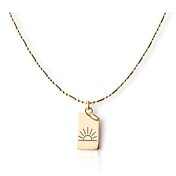 Gold Sun Necklace With Tiny Book Page Charm, Dainty Sun Charm Jewelry And Hope Necklace, Beach Style Necklaces, Coastal Jewelry