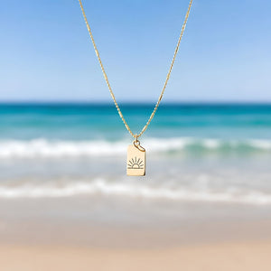 Dainty Gold Sun Necklace With Detailed Rising Sun Pendant, Inspirational Jewelry And Meaningful Gift For Women, Beach Style Necklaces, Coastal Jewelry