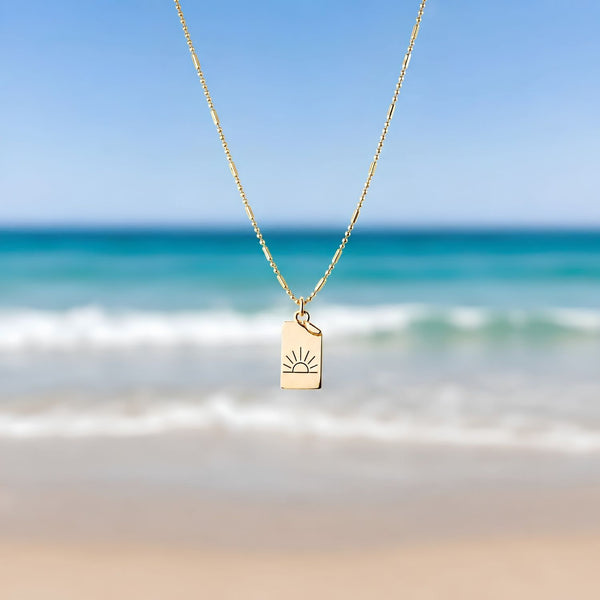 Dainty Gold Sun Necklace With Detailed Rising Sun Pendant, Inspirational Jewelry And Meaningful Gift For Women, Beach Style Necklaces, Coastal Jewelry