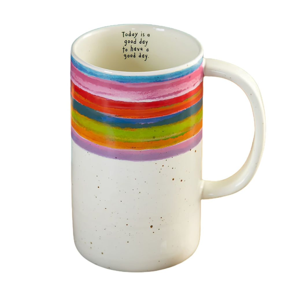 Today Is A Good Day Rainbow Latte Mug, 16 oz Inspirational Coffee Mug