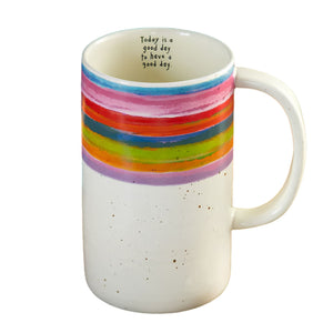 Today Is A Good Day Rainbow Latte Mug, 16 oz Inspirational Coffee Mug