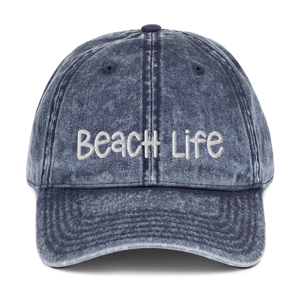 Beach Life Vintage Cotton Twill Cap  New England Trading Co Navy  