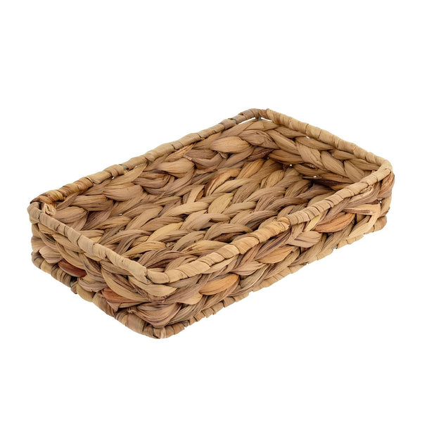Handwoven Water Hyacinth Guest Towel Holder for Paper Guest Towels, Natural Woven Bathroom Vanity Organizer, Coastal Powder Room Decor
