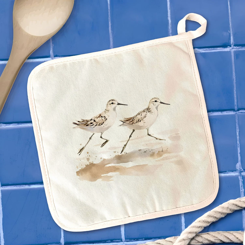 Watercolor Sandpipers Pot Holder, Nautical Kitchen Decor, Coastal Gift Ideas for Beach Lovers