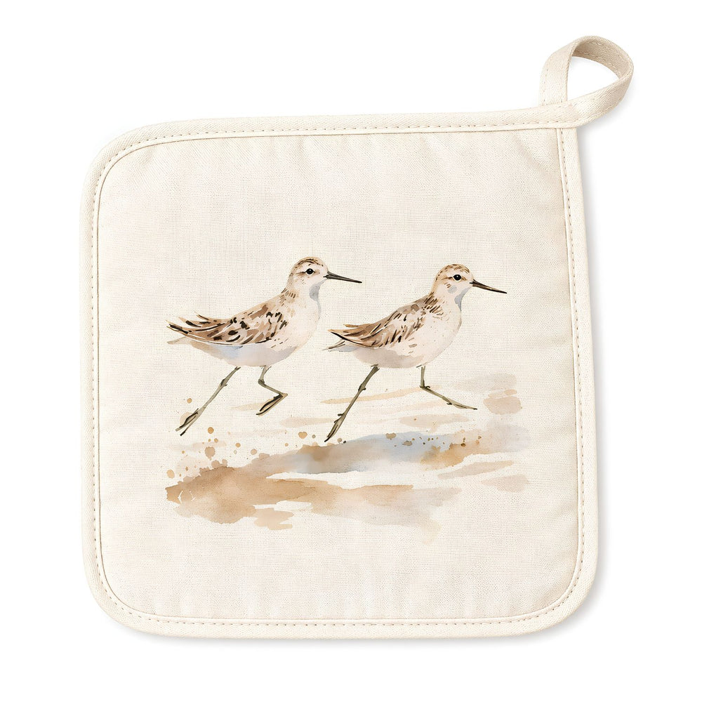 Watercolor Sandpipers Pot Holder, Nautical Kitchen Decor, Coastal Gift Ideas for Beach Lovers