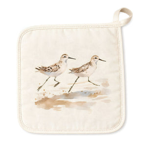 Watercolor Sandpipers Pot Holder, Nautical Kitchen Decor, Coastal Gift Ideas for Beach Lovers