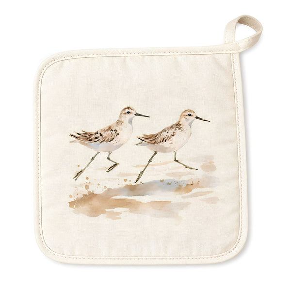 Watercolor Sandpipers Pot Holder, Nautical Kitchen Decor, Coastal Gift Ideas for Beach Lovers