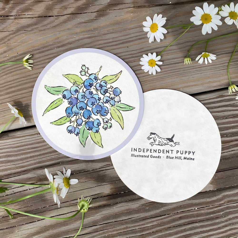 Wild Blueberry Coasters Set of 4, Coastal Drink Coasters, Maine Kitchen Decor