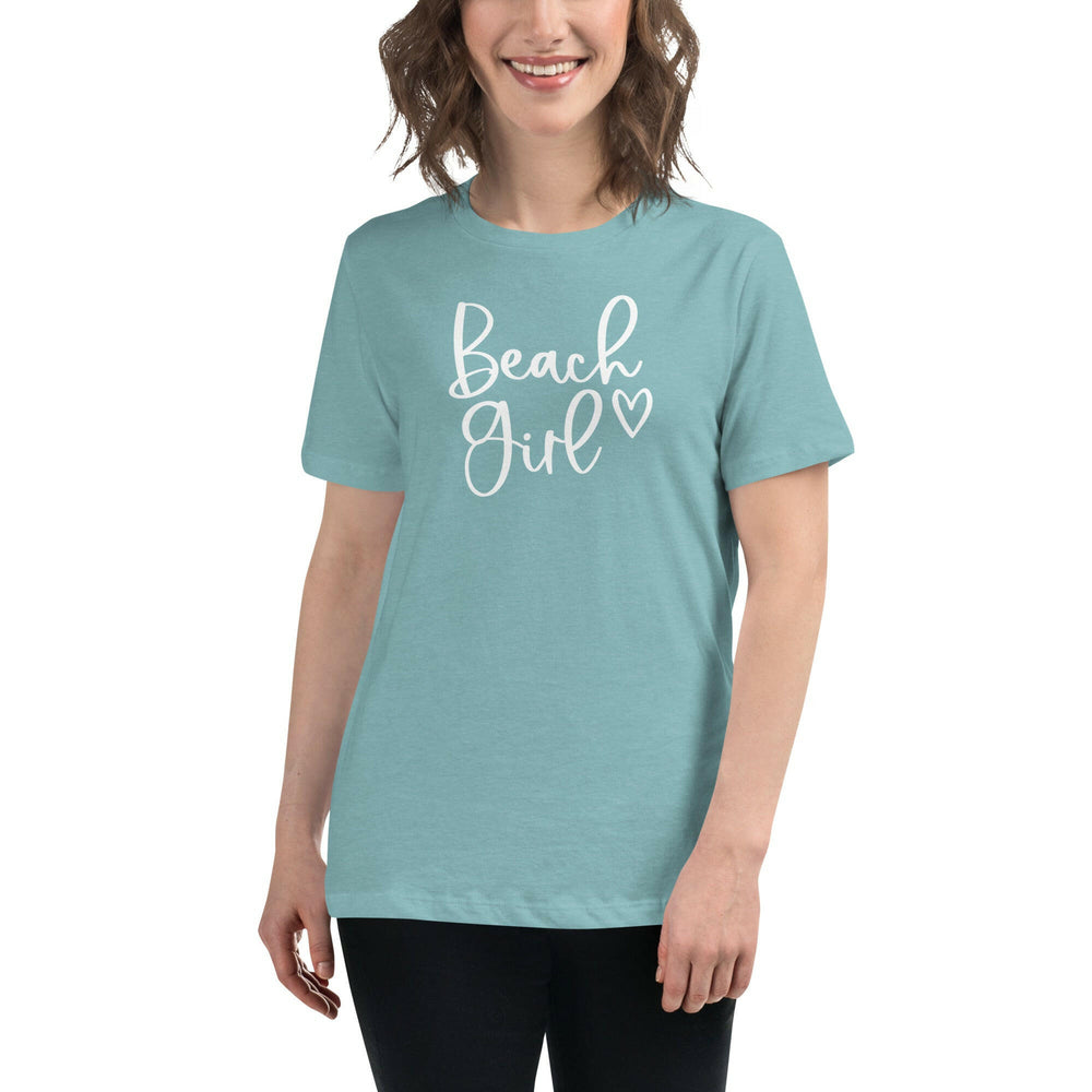 Beach Girl Relaxed T-Shirt  New England Trading Co Heather Blue Lagoon S 