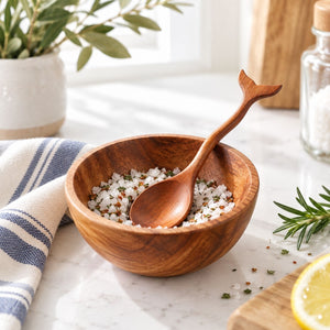 Wooden Whale Tail Serving Spoon With Coastal Design For Dips Appetizers And Small Bites