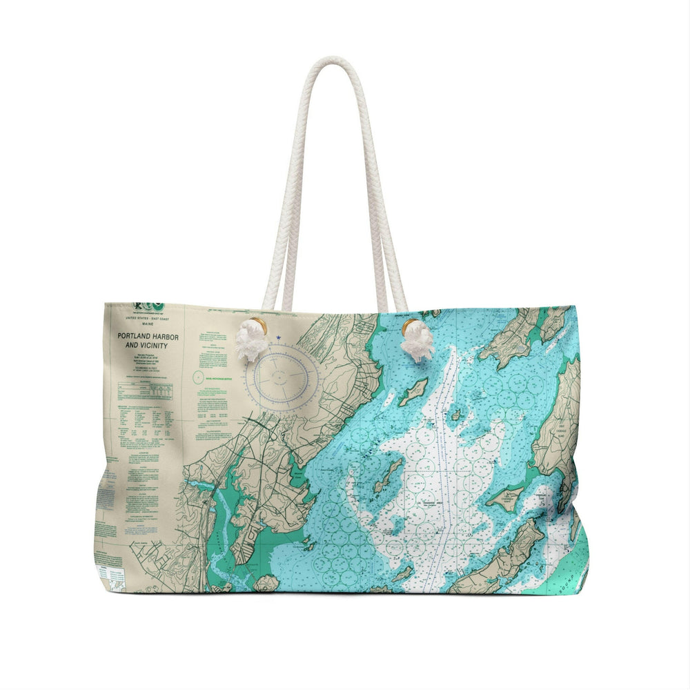 The Portland Tote, Nautical Chart Tote of Portland Harbor Handbags Printify 24" × 13"  
