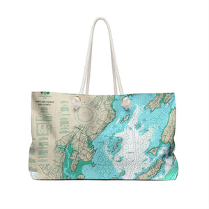The Portland Tote, Nautical Chart Tote of Portland Harbor Handbags Printify   