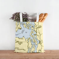 Thumbnail for Nautical Chart Tote Bag, Locations in Washington