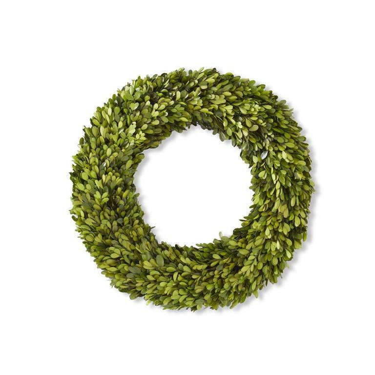 Preserved Natural Boxwood Wreath, 20” Wreaths & Garlands New England Trading Co   