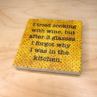 Thumbnail for Tumbled Marble Coaster, Tipsy Chef, Sarcastic Wine Coasters Coasters New England Trading Co   