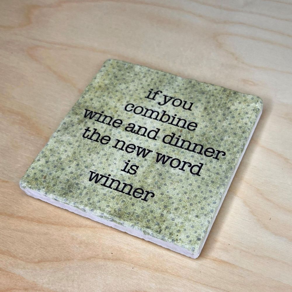 Tumbled Marble Coaster, Winner's My Favorite New Word, Sarcastic Wine Coasters Coasters New England Trading Co   