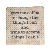Thumbnail for Tumbled Marble Coaster, Coffee and Wine Only, Sarcastic Wine Coasters Coasters New England Trading Co   