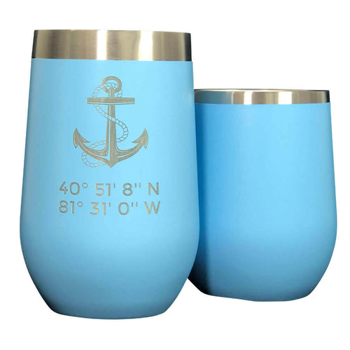 Latitude & Longitude Polar Camel Stemless Wine Tumbler Tumblers New England Trading Co Light Blue 12 oz 