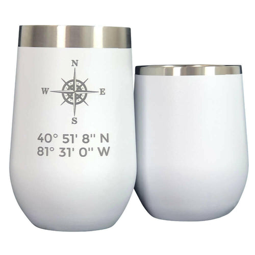 Latitude & Longitude Polar Camel Stemless Wine Tumbler Tumblers New England Trading Co White 12 oz 